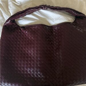 Anthropologie Burgundy Woven Tote Bag